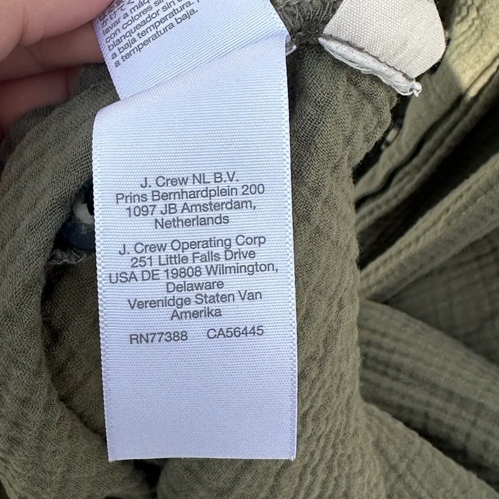 Madewell Olive Green Gauze Button Front Midi Dress XS Cotton Short Sleeve Pocket - Picture 7 of 9